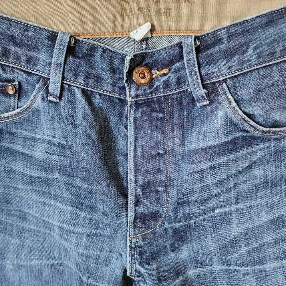 Banana Republic Blue Denim Slim Straight Button Fly‎ Jeans Size 32 x 30 Cotton